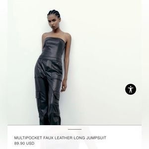 Zara Viral Vegan Leather Jumpsuit (Grey)